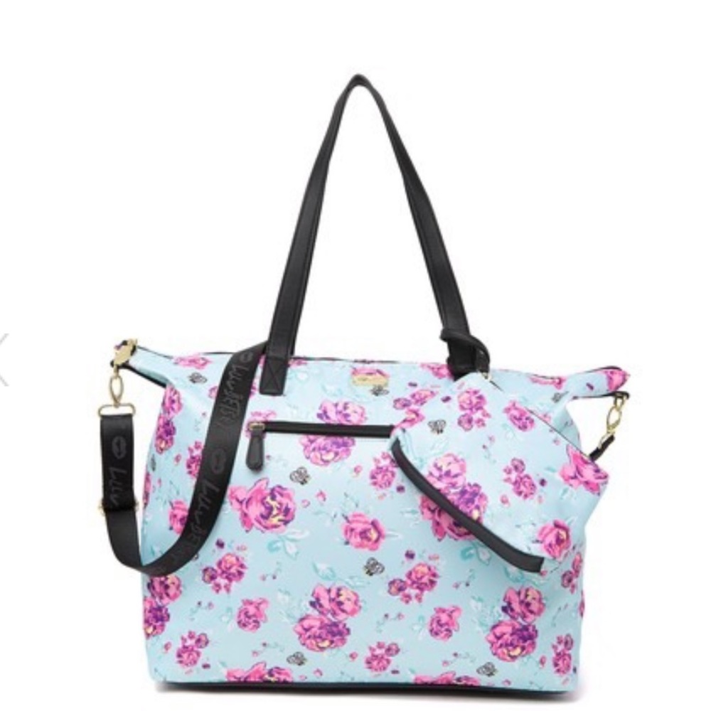 BETSEY JOHNSON FLORAL JAYCEE NYLON WEEKEND BAG